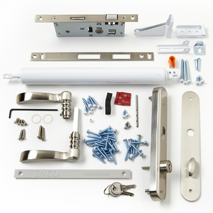 Mortised Nickel Handle and White Closer Kit - 41596