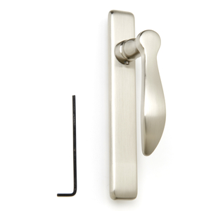 Nickel Lever Surface Mount Handle, white interior for Wood Core Storm Doors
